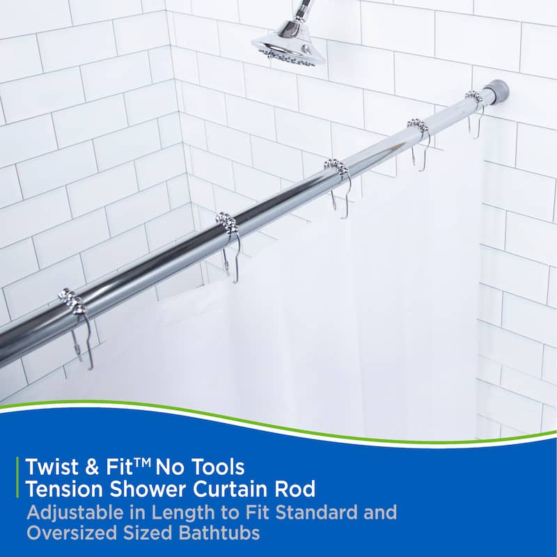 Kenney Twist & Fit No Tools Camlock Tension Shower Curtain Rod, 36-63"
