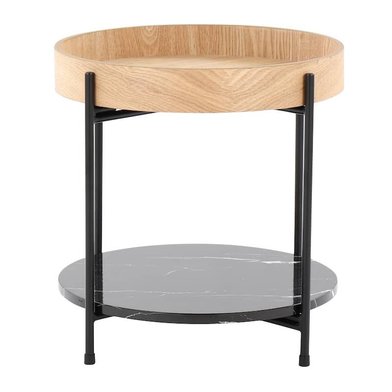 Carson Carrington Galotti End Table - Natural Wood/Black Metal
