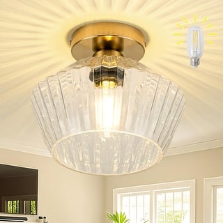 Led ceiling light brass+clear fixture light glass, metal hallway light