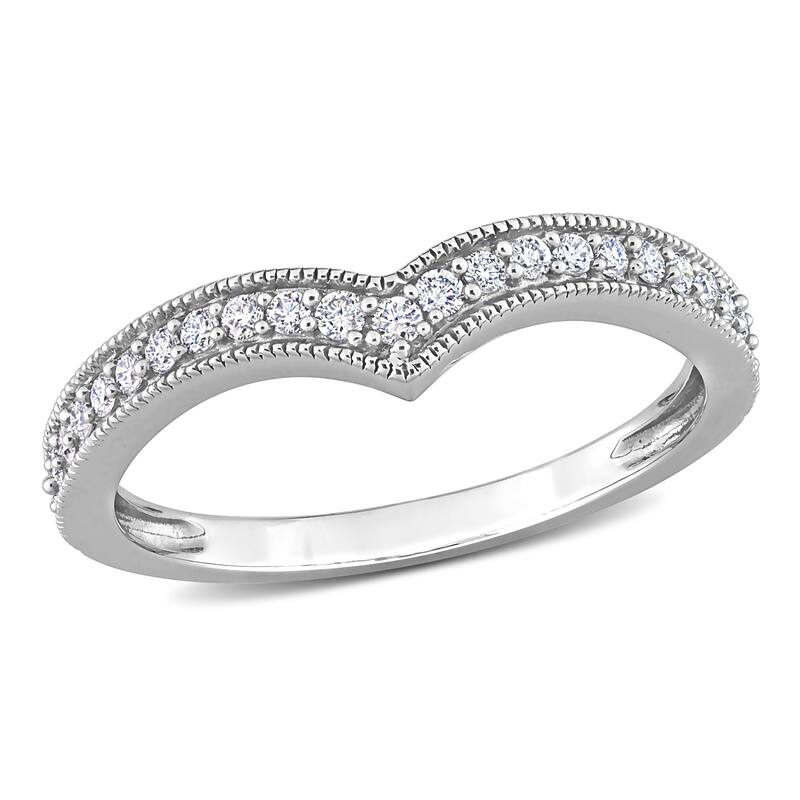 Miadora 1/4ct TW Diamond Graduated Chevron Design Ring in 10k White Gold