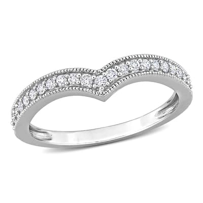 Miadora 1/4ct TW Diamond Graduated Chevron Design Ring in 10k White Gold