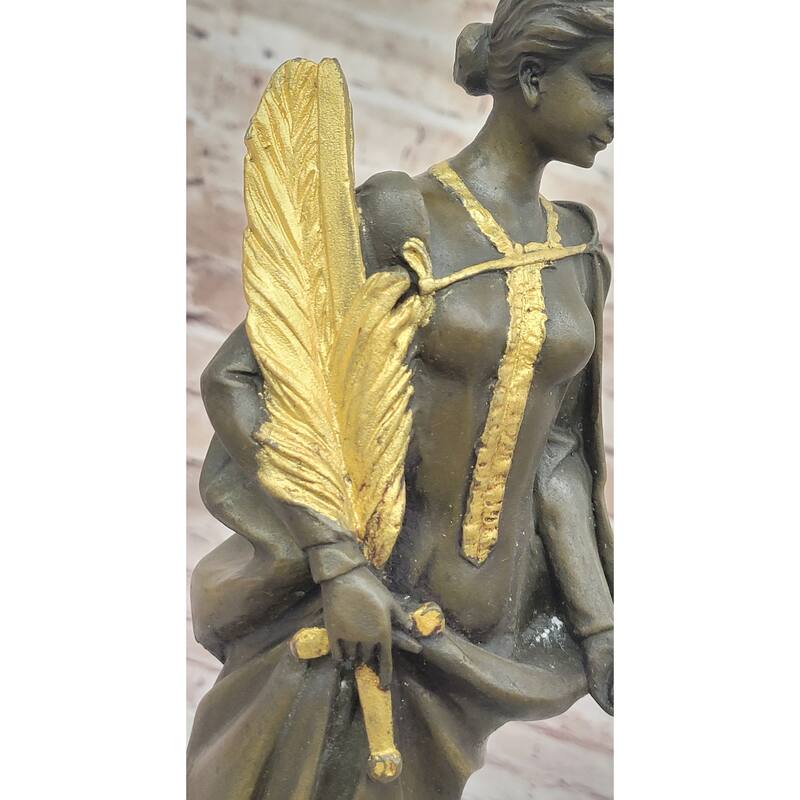 J. Kassin Bronze Woman With Gilded Palm – Elegant Figurative Sculpture