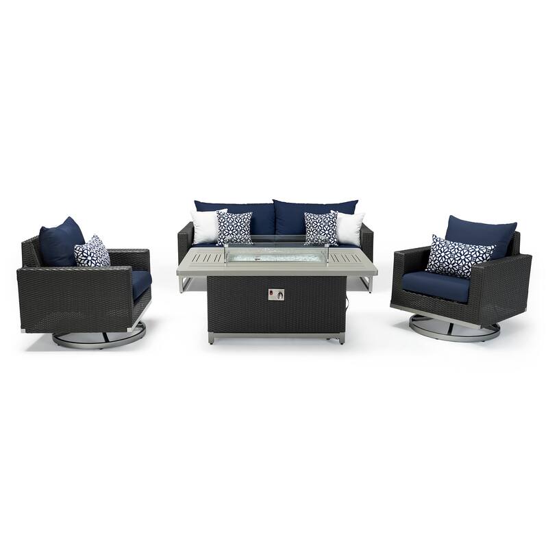 Milo Espresso 4 Piece Sunbrella Outdoor Patio Motion Fire Set