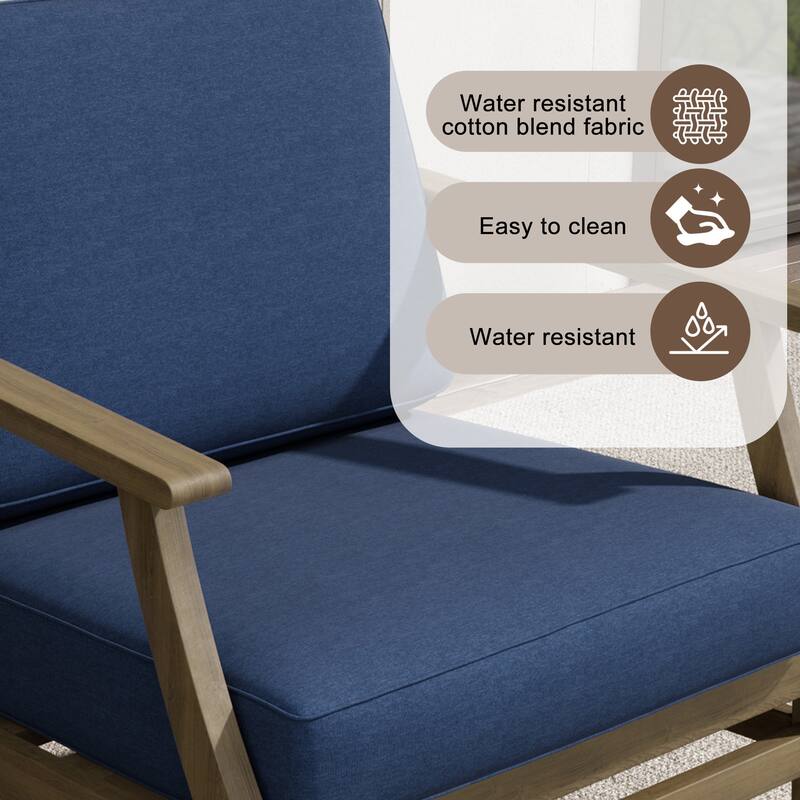 Teak Outdoor Patio Club Chairs Loveseat with Cushions