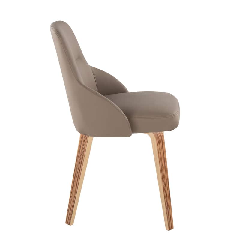 York Upholstered Contemporary Chair in Zebra Wood - Set of 2