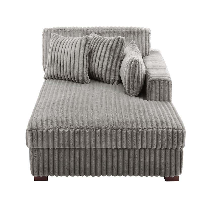42" W Plush Corduroy Upholstered Chaise Lounge Sleeper for Living