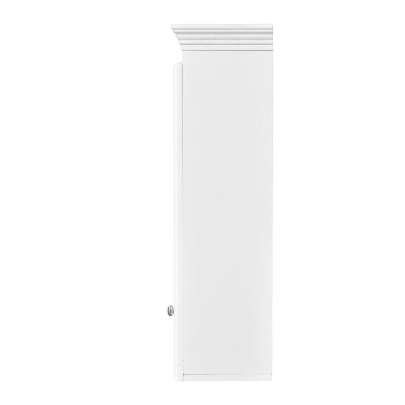 Anmytek White Wall Mounted Bathroom Cabinet with 2 Glass Doors Storage