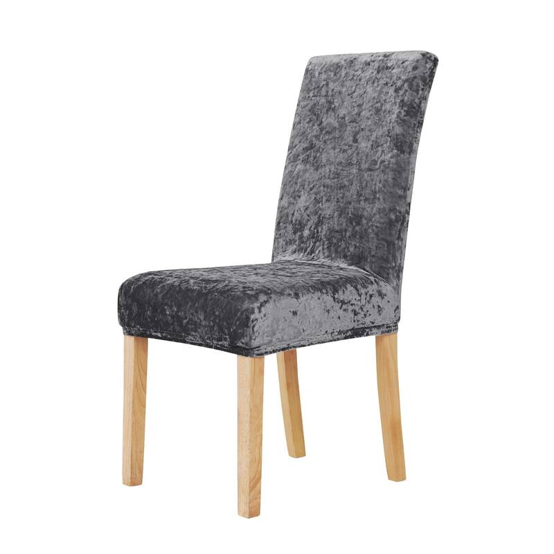 Deconovo Velvet Stretch Polyester Chair Slipcovers, Set of 6 - Grey