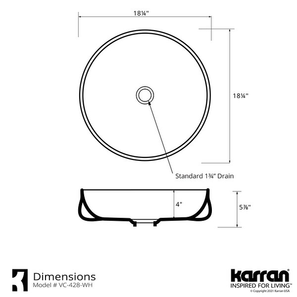 Karran Valera 18" Vitreous China Vessel Bathroom Sink in White