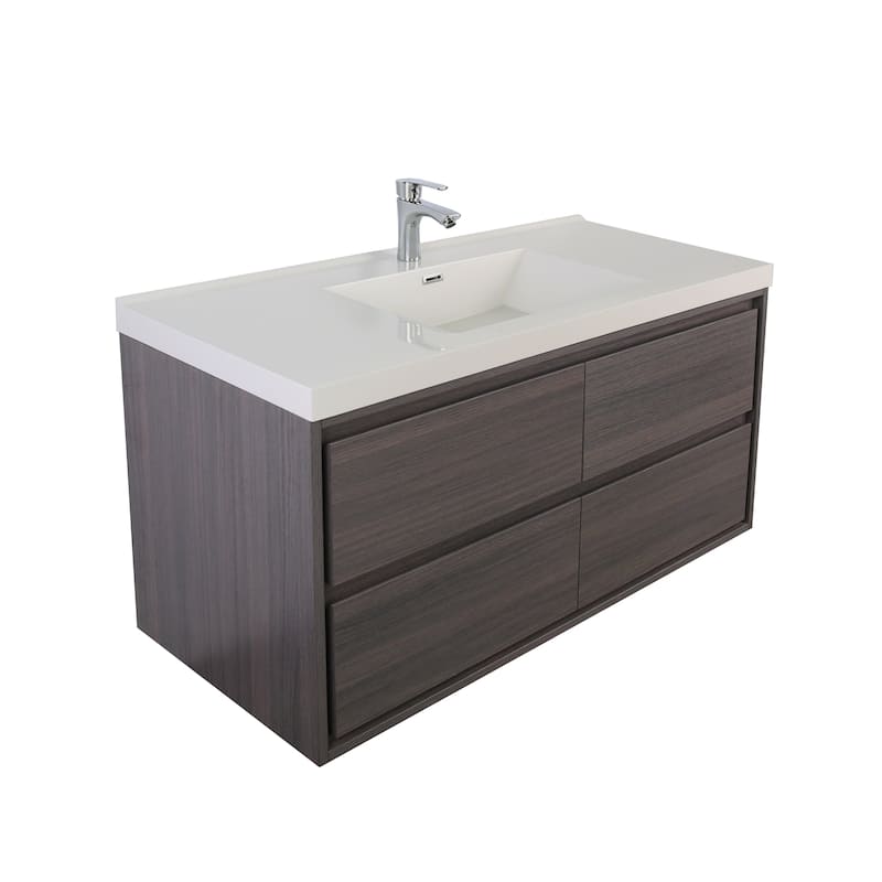 Sage 48" wall mounted bathroom vanity with single basin acrylic top