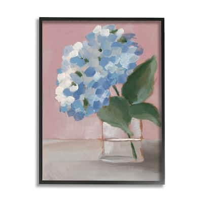 Stupell Contemporary Blue Hydrangea Still Life Floral Stem Framed Wall Art