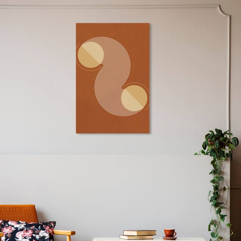 Wynwood Studio Canvas Abstract Graphic Planets Moving Brown and Modern & Contemporary Wall Art Canvas Print