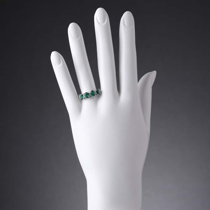 Sterling Silver 2 ct Created Emerald Birthstone Ring