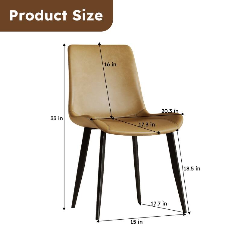 Brown Side Chair Reception Chair Meeting Room Chair Kitchen Chair Leather Armless Chair with Metal Legs
