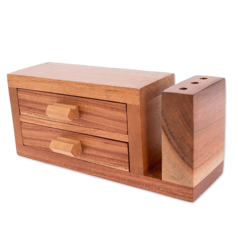 Novica Handmade Order And Harmony Wood Desk Organizer