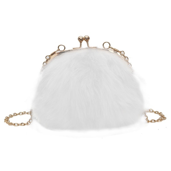 Shop QZUnique Women&#39;s Faux Fur Clutch Evening Bag Fluffy Crossbody Shoulder Handbag Wedding ...