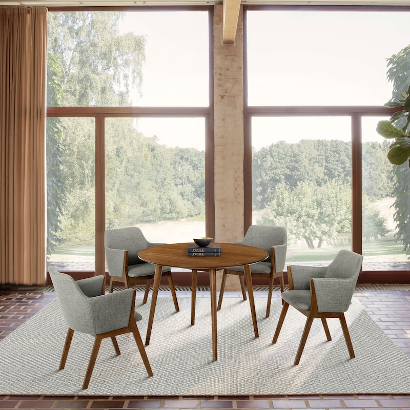 Arcadia and Renzo 42" Round Wood 5 Piece Dining Set - Charcoal & Walnut