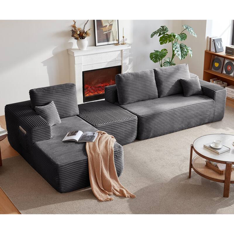 104"Cloud Sectional Couch with U-Shaped Chaise,and Side Pockets,Modern Modular Sofa with Deep Seat, Upholstered