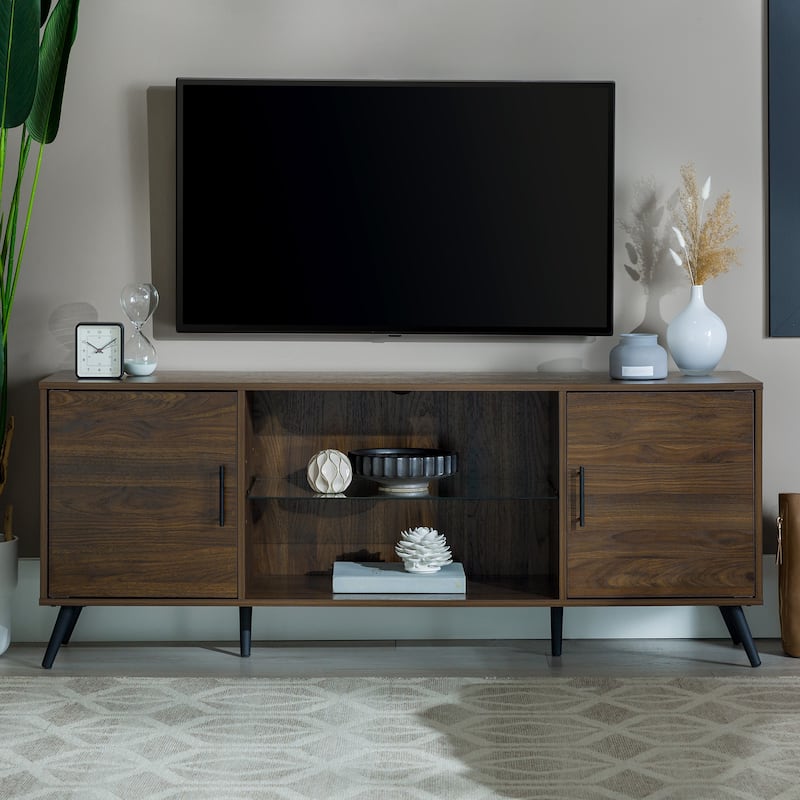 Middlebrook 60-inch Mid-Century Modern 2-Door TV Stand - Dark Walnut