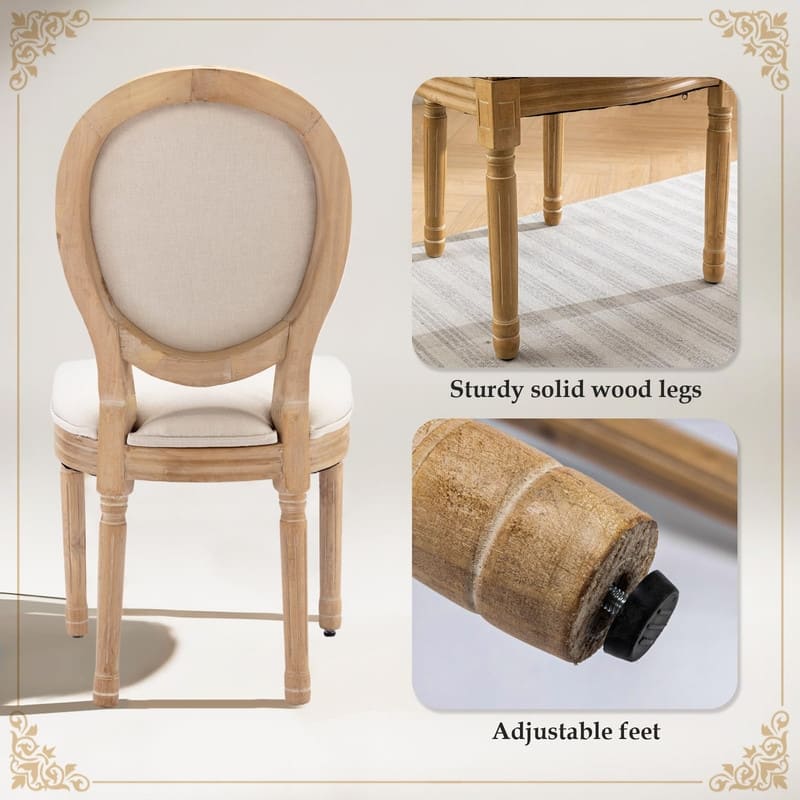 Upholstered French Style Nailhead Dining Chairs(Set of 6)