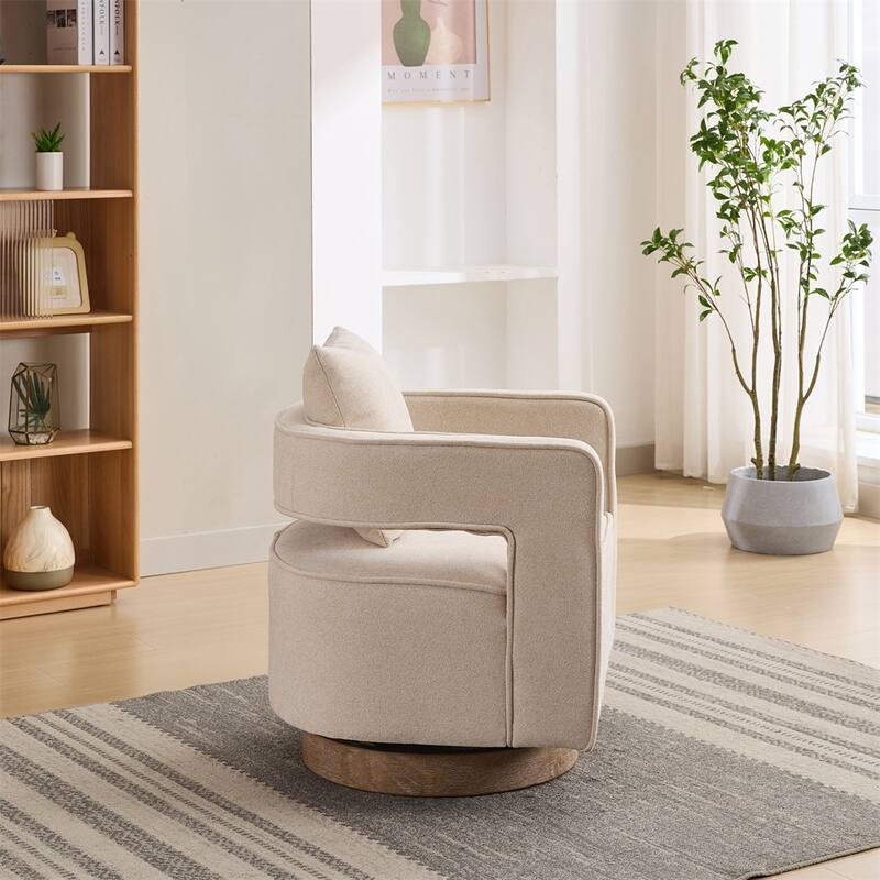 29.1" Swivel Accent Chair with Weathered Wood Base