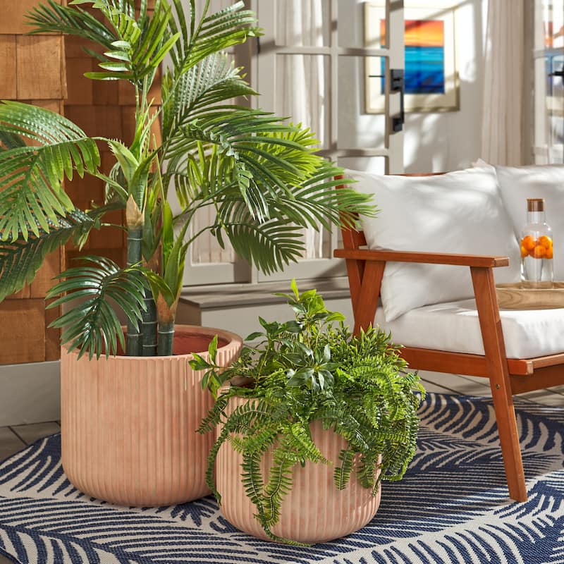 SAFAVIEH Outdoor Living Lucca Planter Pot [SET of 2] - 18"W x 18"D x 15"H - Terracotta
