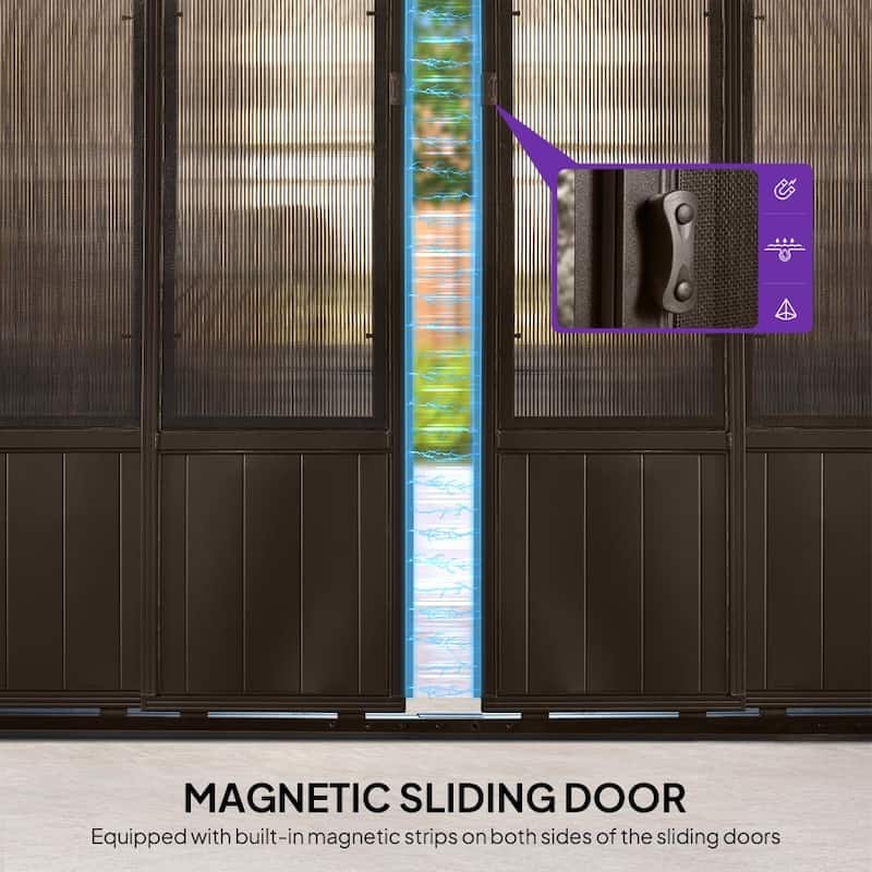 PURPLE LEAF Double Top Outdoor Sunroom Screen House Patio Hardtop Gazebo