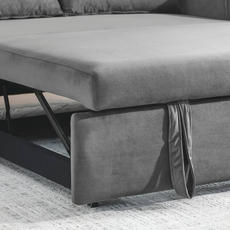 Multifunctional Pull-Out Sofa Bed, Convertible Sleeper Sofa Bed with Storage Bag, Upholstered Armsofa for Bedroom