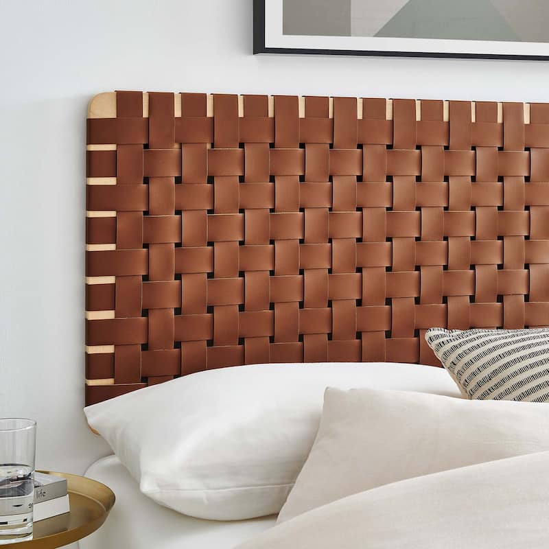 Sparta Wall-Mount Twin/Full/Queen/King Vegan Leather Weave Headboard