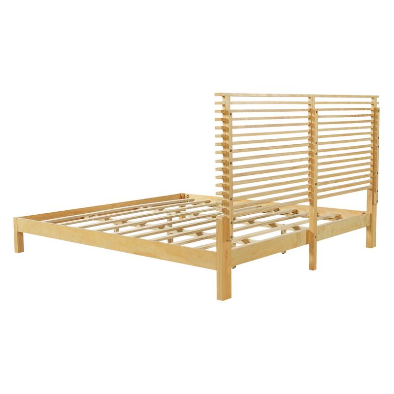 Christopher Knight Home - Stirling Contemporary Bedroom Set with Horizontal Slats Design Bed Frame & Shelf Storage Nightstands