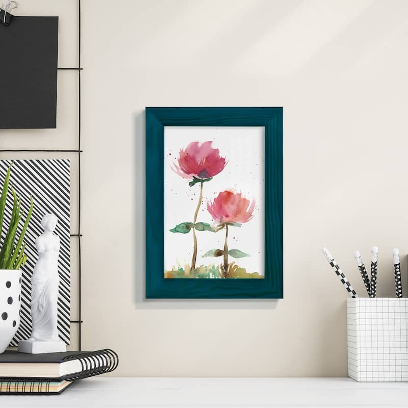 Pink Fleurs I -Framed Print w/glass-Cherry Red