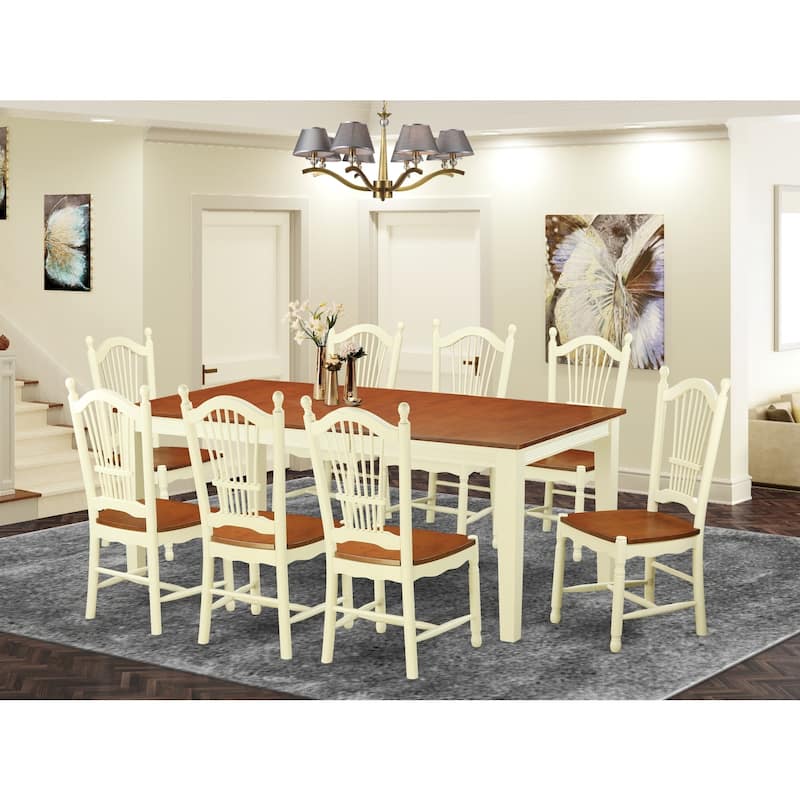Dining Table Set with 8 Chairs - Antique Style Kitchen Table & Chair Set