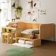 preview thumbnail 10 of 16, Wooden Twin Size Daybed with Storage Shelves and Lockers, Multi-functional Bed with Study Desk and Matching Stool, White Natural