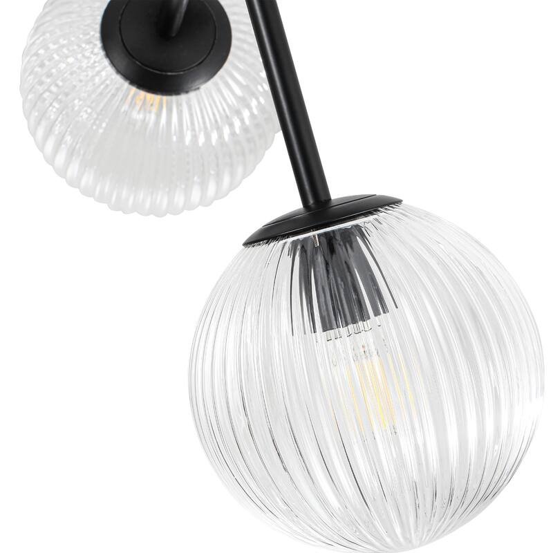 Modern 3-Light Semi-Flush Mount Light with Ribbed Glass Shades