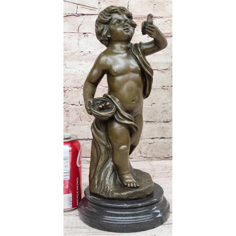 Hot Cast Bronze Clical Young Boy Cherub Angel Bronze Statue Sculpture By Moreau