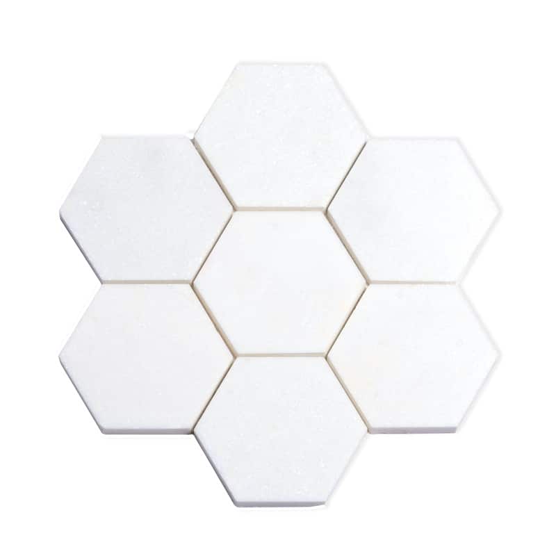 Apollo tile 10 x 11 Nubes Pearl White Thassos Honed Marble Tile (3.75 sq ft/case) - 5 Pack