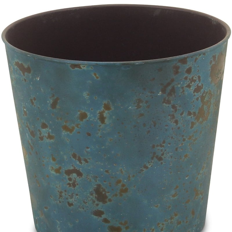 HomeRoots 9" Blue Recycled Plastic Indoor Outdoor Round Pot Planter