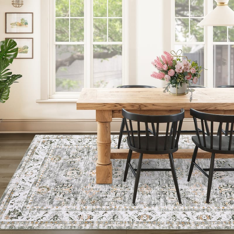 Garvee Boho Rugs Bohemian Rugs Floral Distressed Area Rug