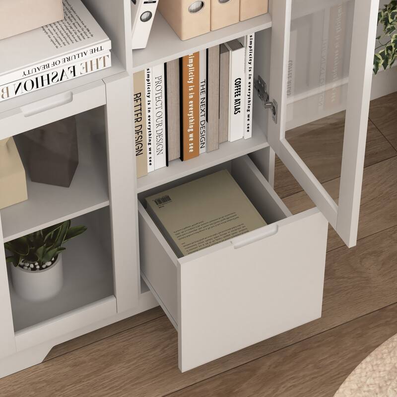Modern Living Room Storage Cabinet with Doors and Shelves/Drawers,4 Colors