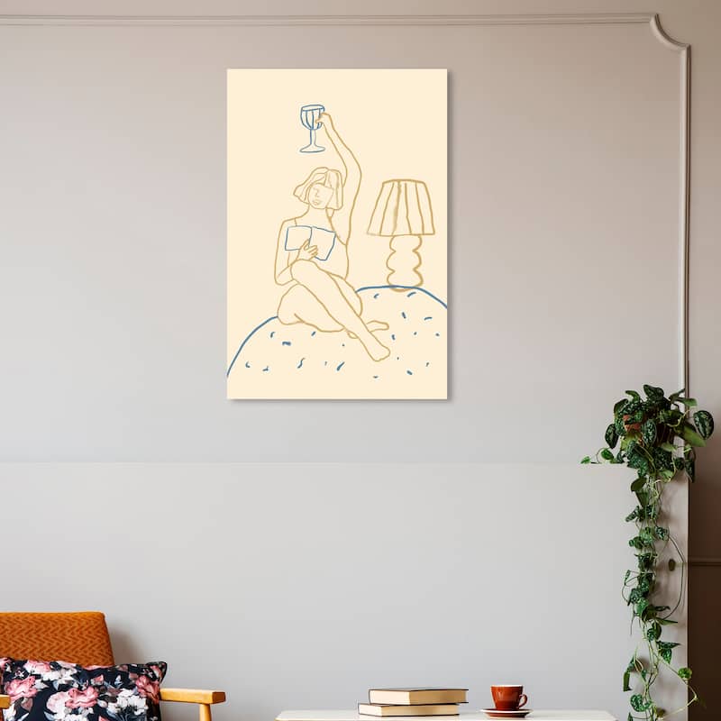 Wynwood Studio Canvas Drinks and Spirits Cheers for This White and Vanilla Modern & Contemporary Wall Art Canvas Print - 30 x 20