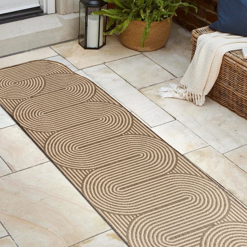 Margot Modern Geometric Arch Stripe Indoor/Outdoor Shaped Area Rug