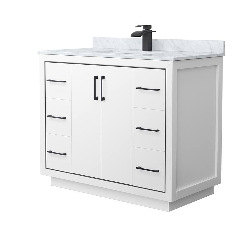 Wyndham Collection WCF1111-42S-NAT-MXX Icon 42" Free Standing Single - White / Matte Black Hardware