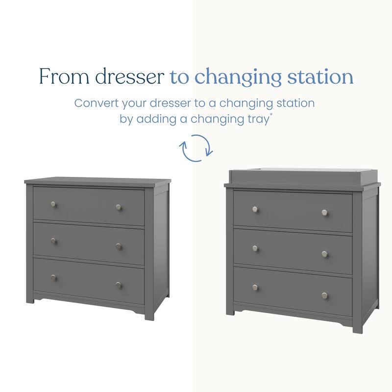 Child Craft Harmony 3-drawer Dresser with Dressing Kit