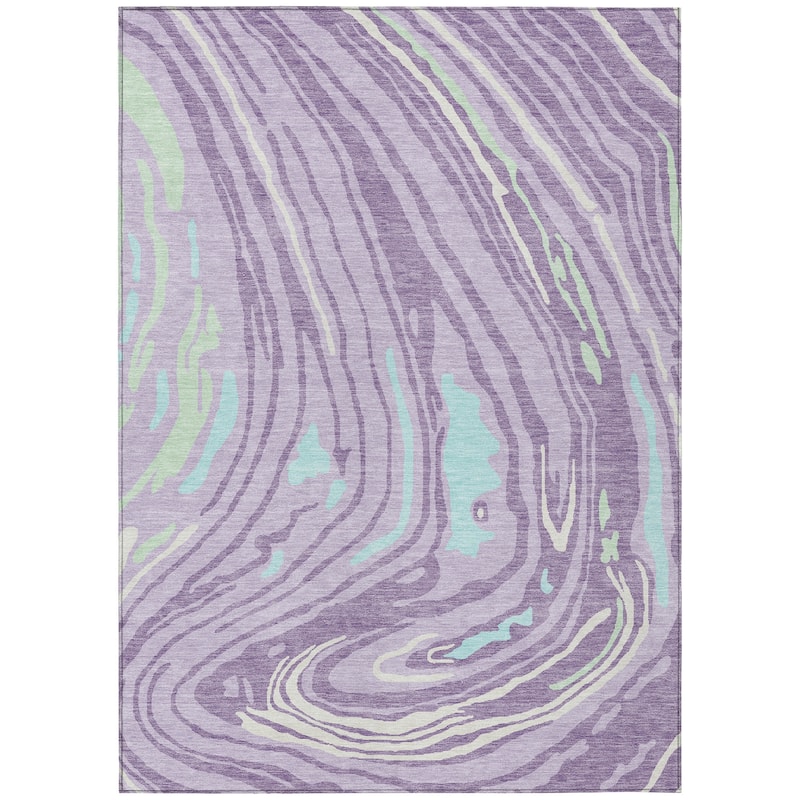 Machine Washable Indoor/ Outdoor Abstract Brushstrokes Chantille Rug