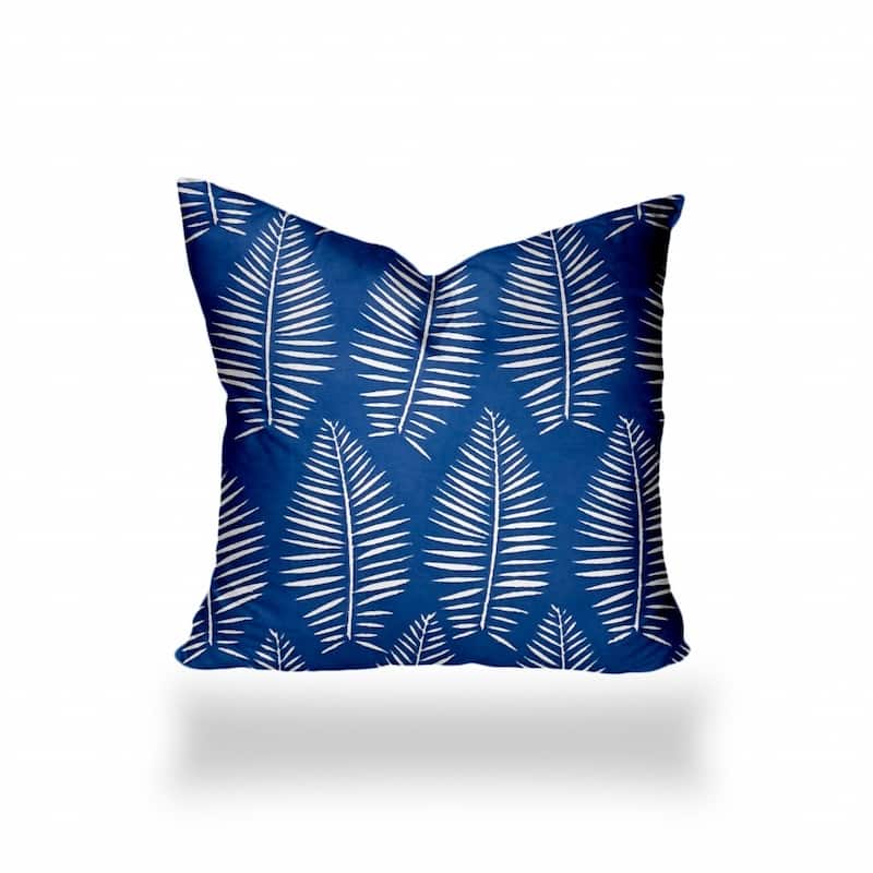 HomeRoots 16" X 16" Blue And White Zippered Tropical Throw Indoor Outdoor Pillow - 18