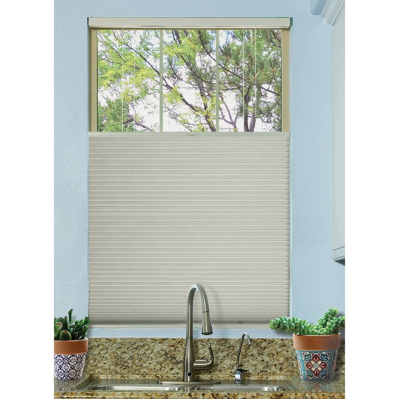 BlindsAvenue Cordless Top Down/Bottom Up Blackout Cellular Honeycomb Shade, 9/16" Single Cell, Winter White