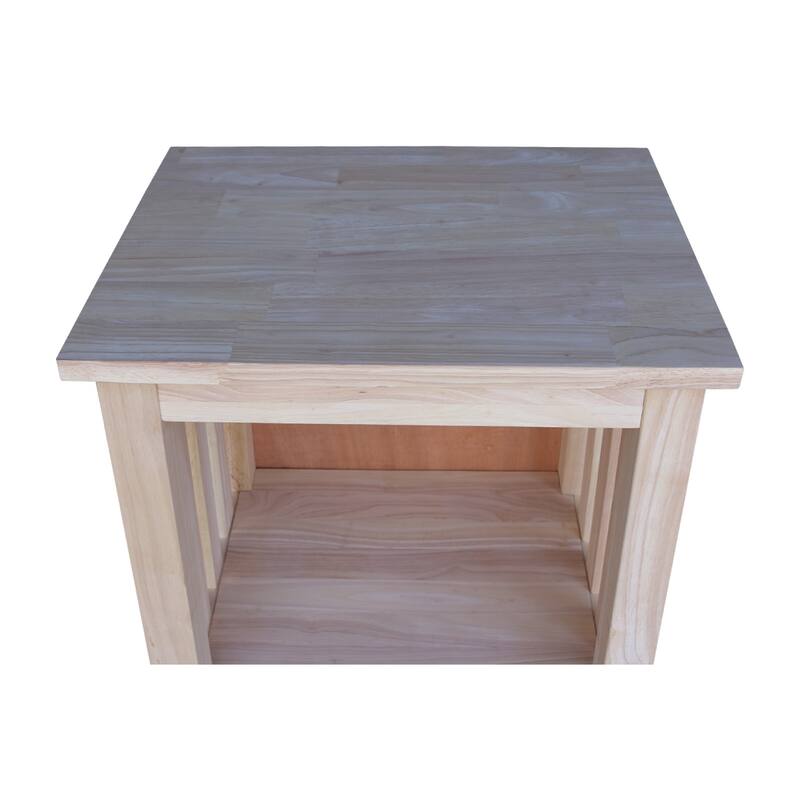 Unfinished Solid Parawood Mission Single-drawer Tall End Table