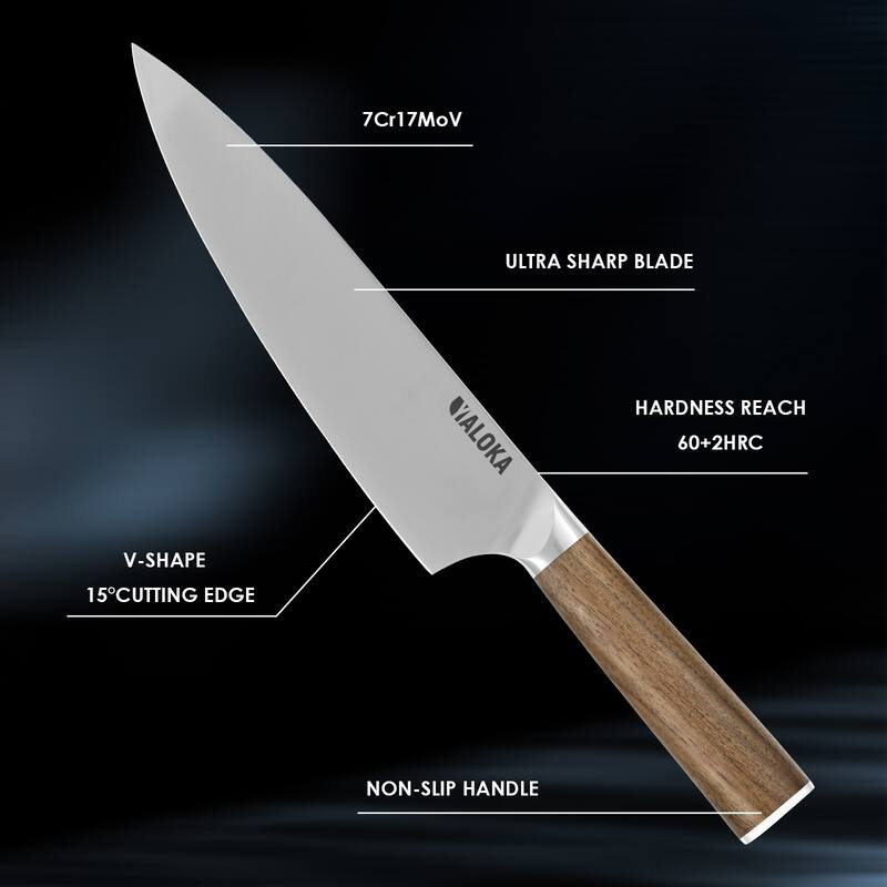 8" Japanese Chef Knife,VG-10 Steel Sharp Gyuto,Wood Handle Gift Ready