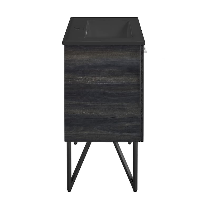 Annecy 24 In. Black Walnut Bathroom Vanity With Black Ceramic Sink Top
