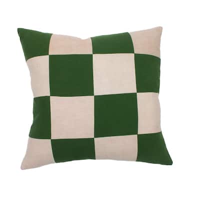 Jiti Indoor Modern Contemporary Bi-color Checkered Patchwork Pattern on Soft dyed Linen Square Throw Pillows Cushions
